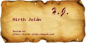 Hirth Jolán névjegykártya
