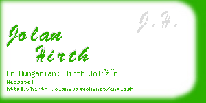 jolan hirth business card